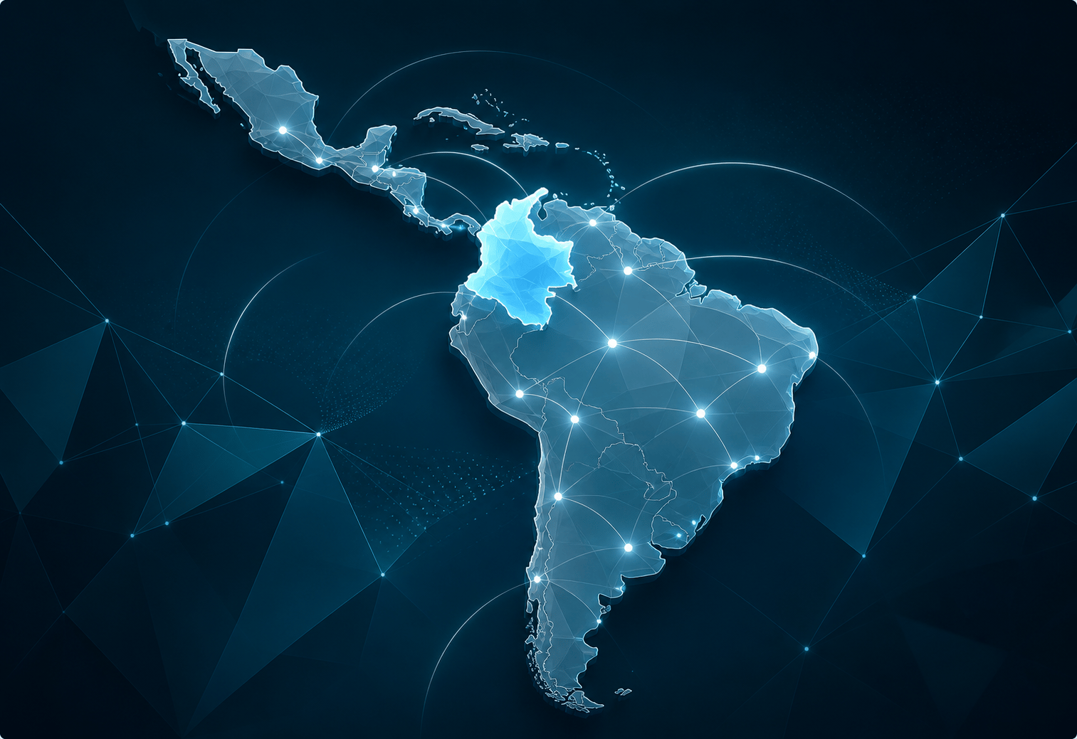 Mapa de cobertura de Vertex en Colombia y Latinoamérica